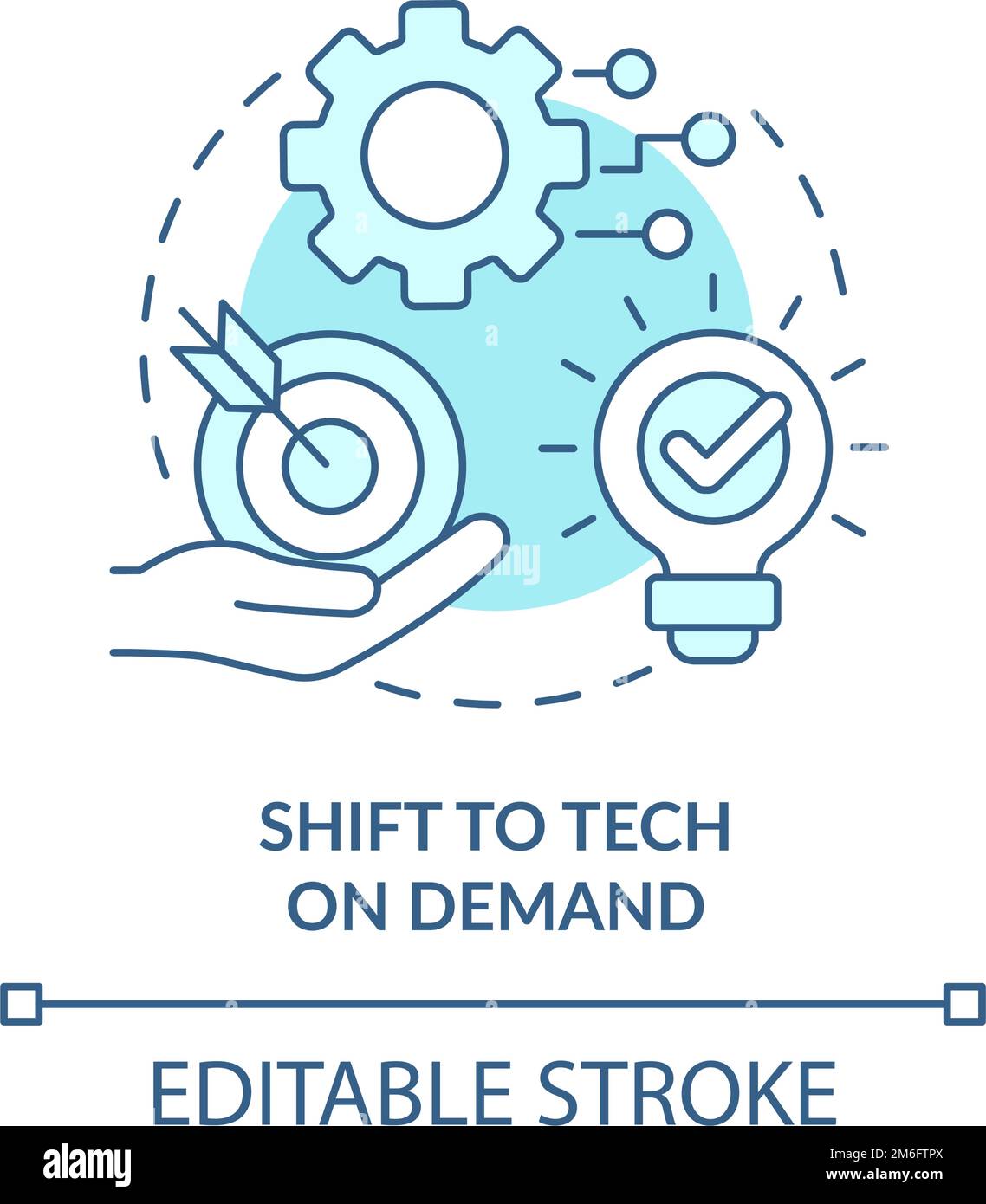 Shift to tech on demand turquoise concept icon Stock Vector