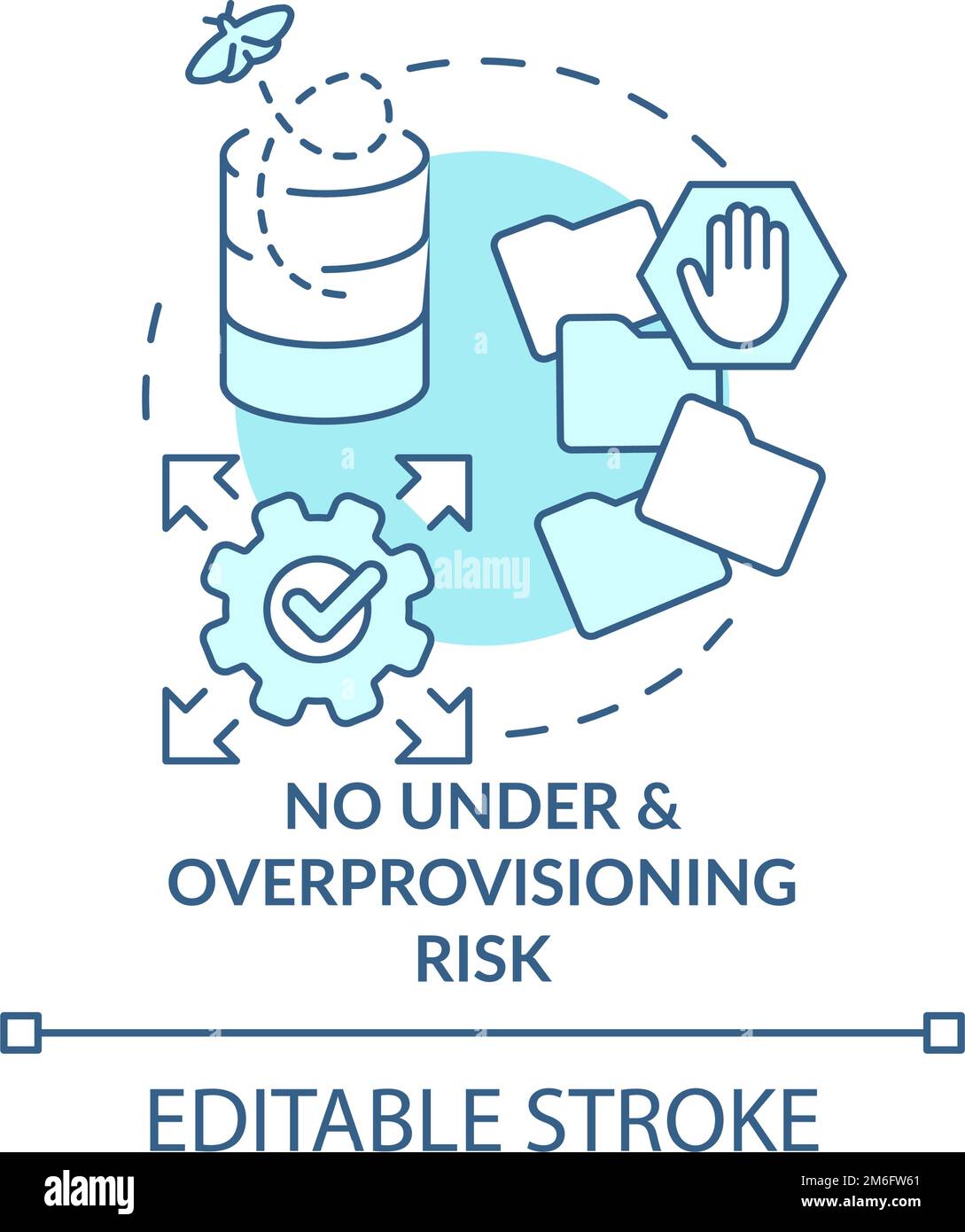 No under overprovisioning risk turquoise concept icon Stock Vector
