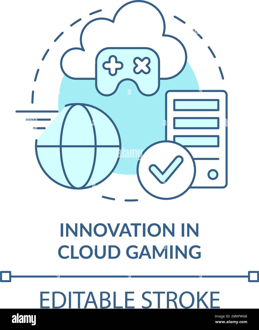 Innovation in cloud gaming turquoise concept icon Stock Vector