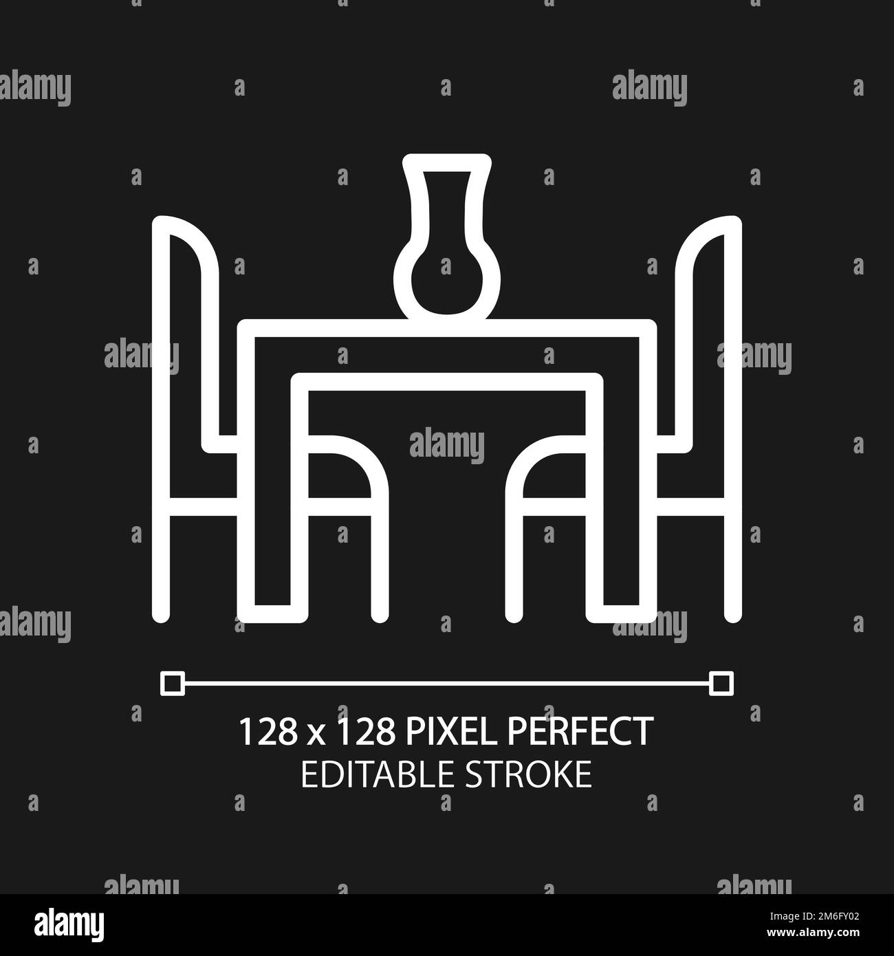 Dining Room Set Pixel Perfect White Linear Icon For Dark Theme Stock dining-room-set-pixel-perfect-white-linear-icon-for-dark-theme-stock