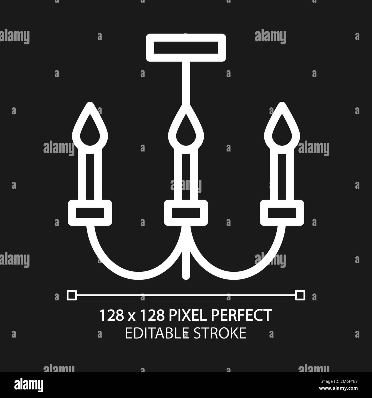 Chandelier pixel perfect white linear icon for dark theme Stock Vector ...