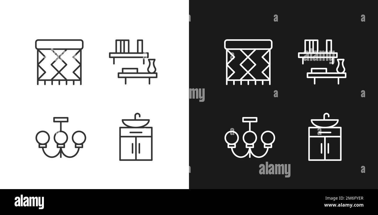 Set editable furniture icons Black and White Stock Photos & Images - Alamy