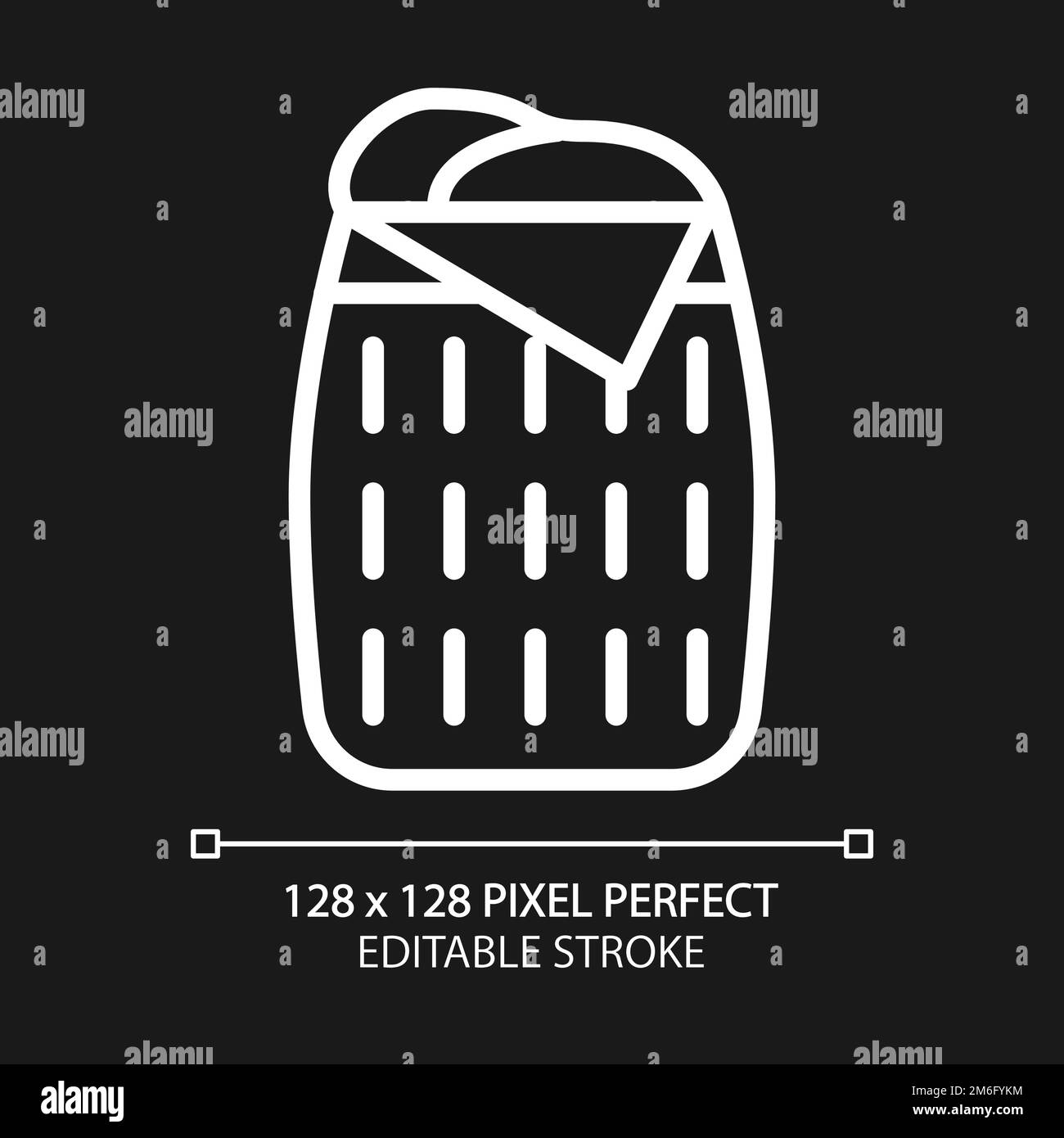 Laundry basket pixel perfect white linear icon for dark theme Stock Vector