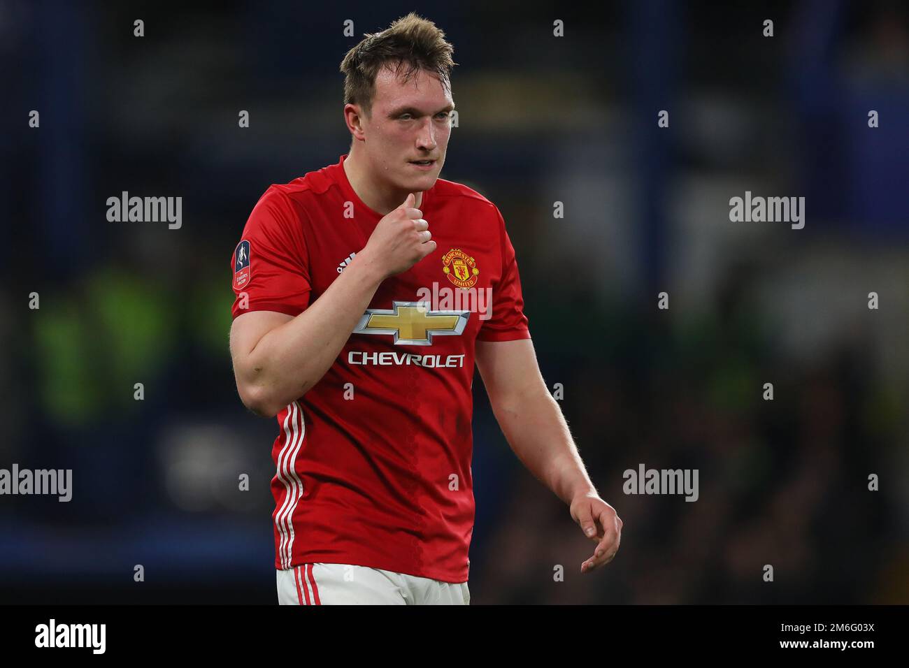 Phil Jones of Manchester United - Chelsea v Manchester United, FA Cup Quarter-final, Stamford Bridge, London - 13th March 2017. Stock Photo