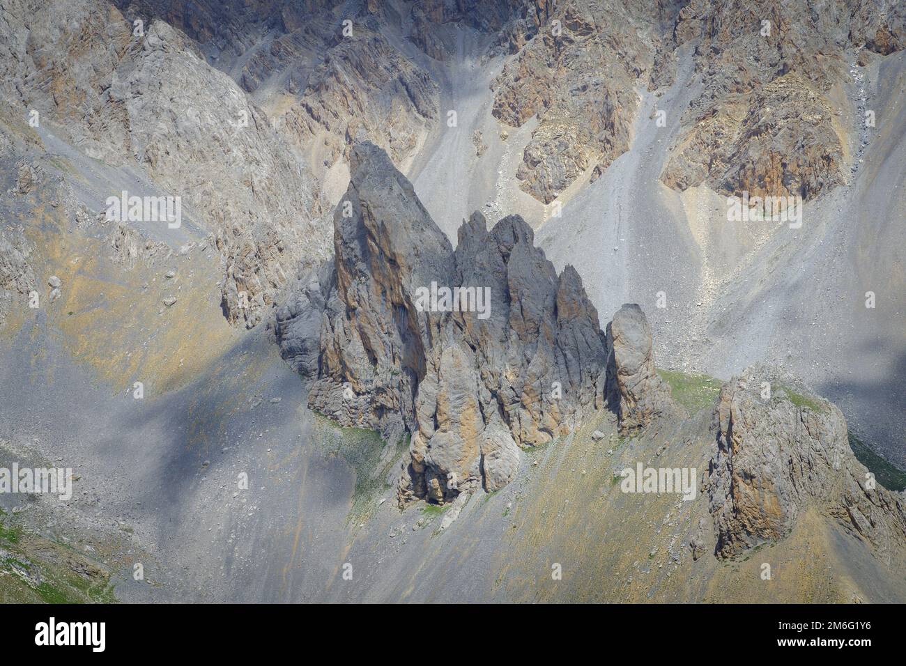 Mountain rocks in Italian Alps massif, Maira Valley, during trek in ...