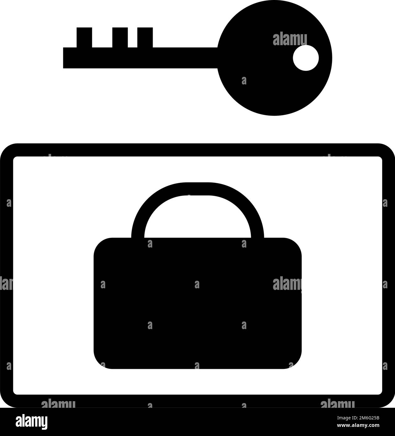Baggage locker icon. Key and baggage icon. Deposit. Editable vector. Stock Vector