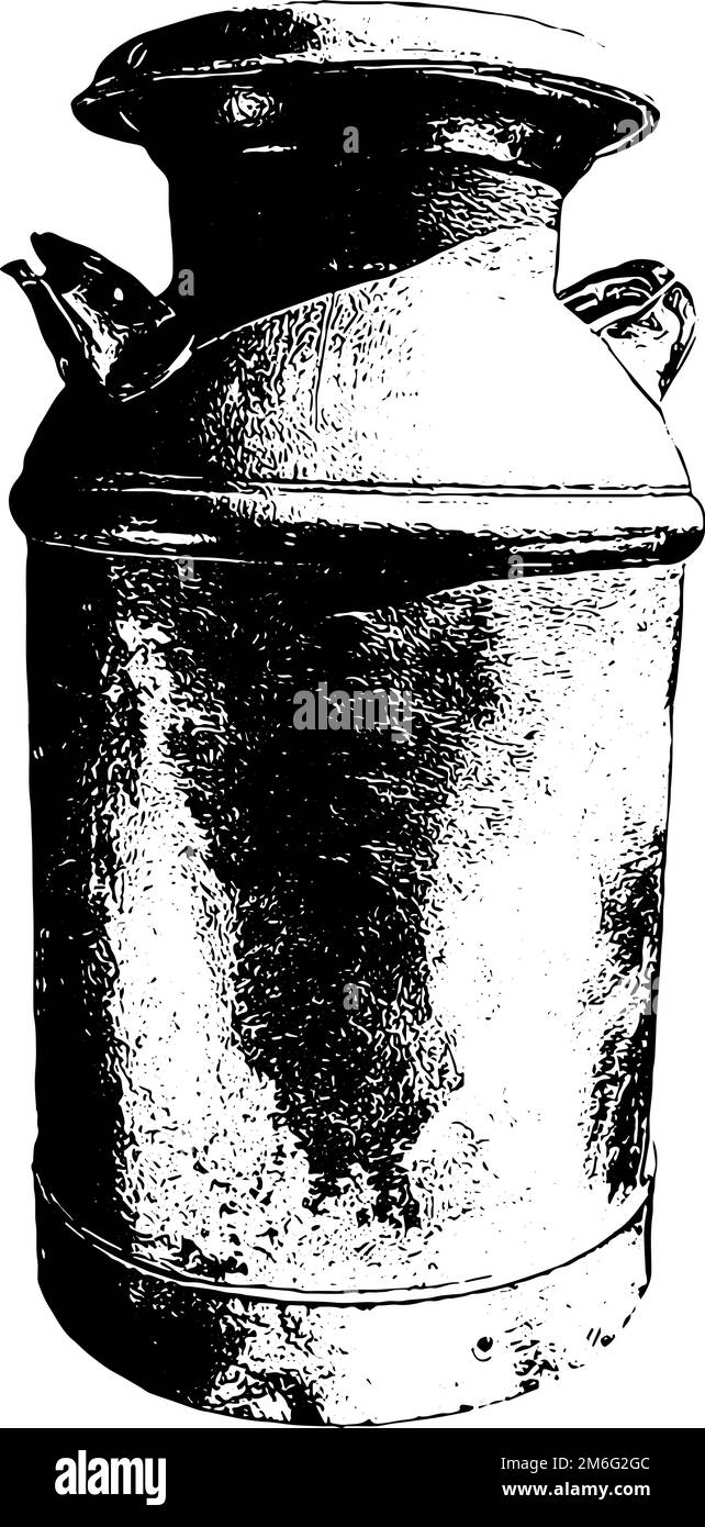 Vintage milk canister jug illustration in black Stock Vector Image