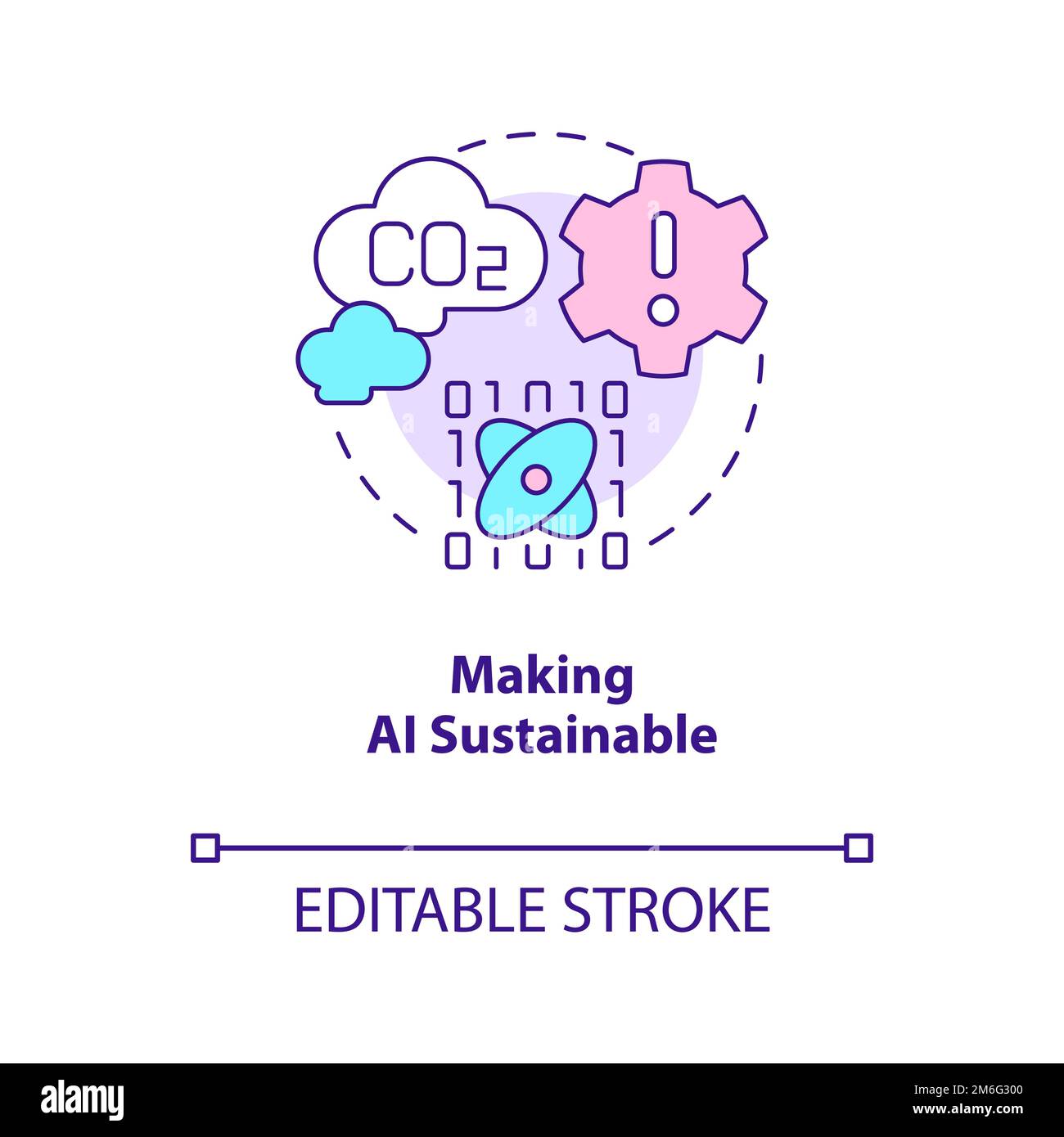 Making AI sustainable concept icon Stock Vector