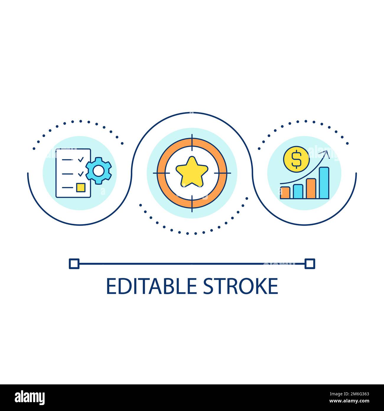 Financial goals reaching loop concept icon Stock Vector