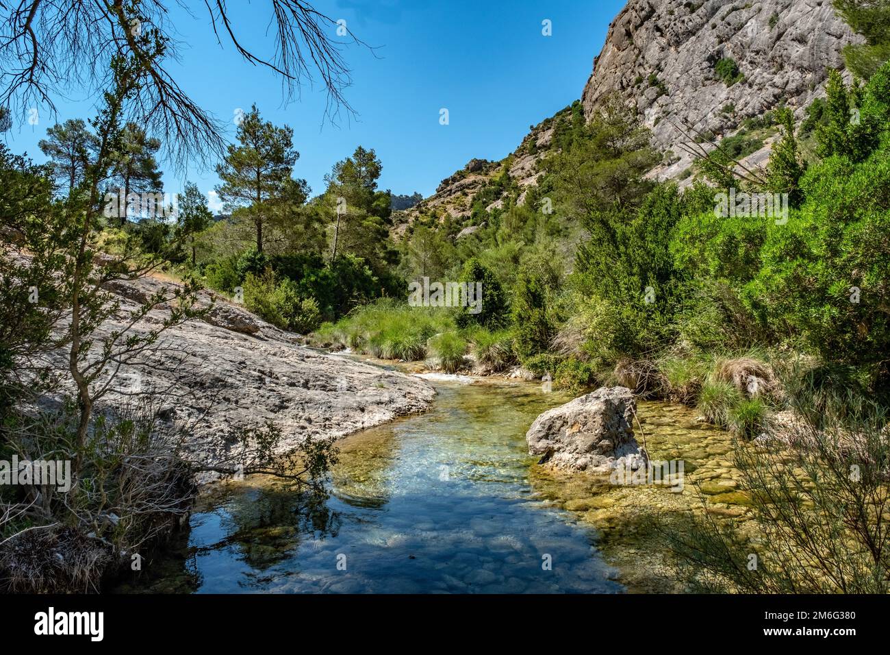 Small stream in the mountains in the hinterland of Alicante - Spain Stock Photo