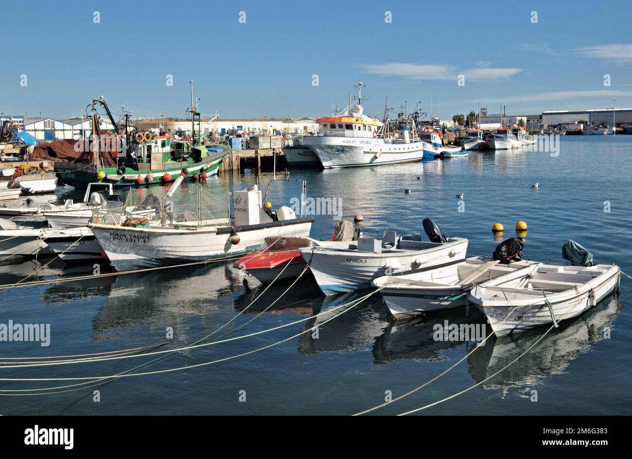 Boats on the ria in Olhao, Algarve - Portugal Stock Photo