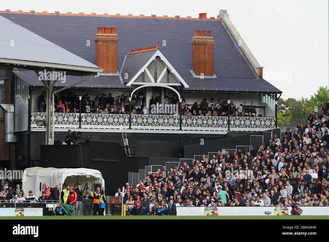 Fulham fans watch on from the Cottage - Fulham v Reading, Sky Bet Championship Play-Off 1st Leg, Craven Cottage, Fulham - 13th May 2017. Stock Photo