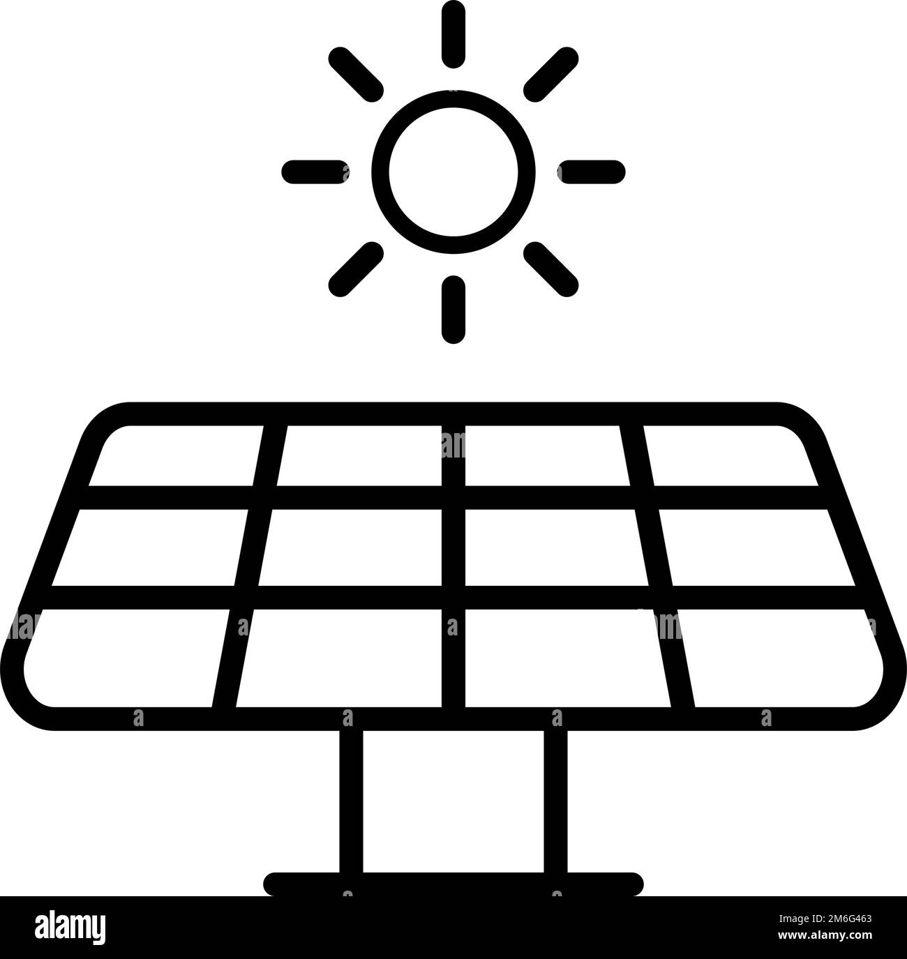 Solar photovoltaic silhouette icon. Solar power. Sun and solar panel. Editable vector. Stock Vector