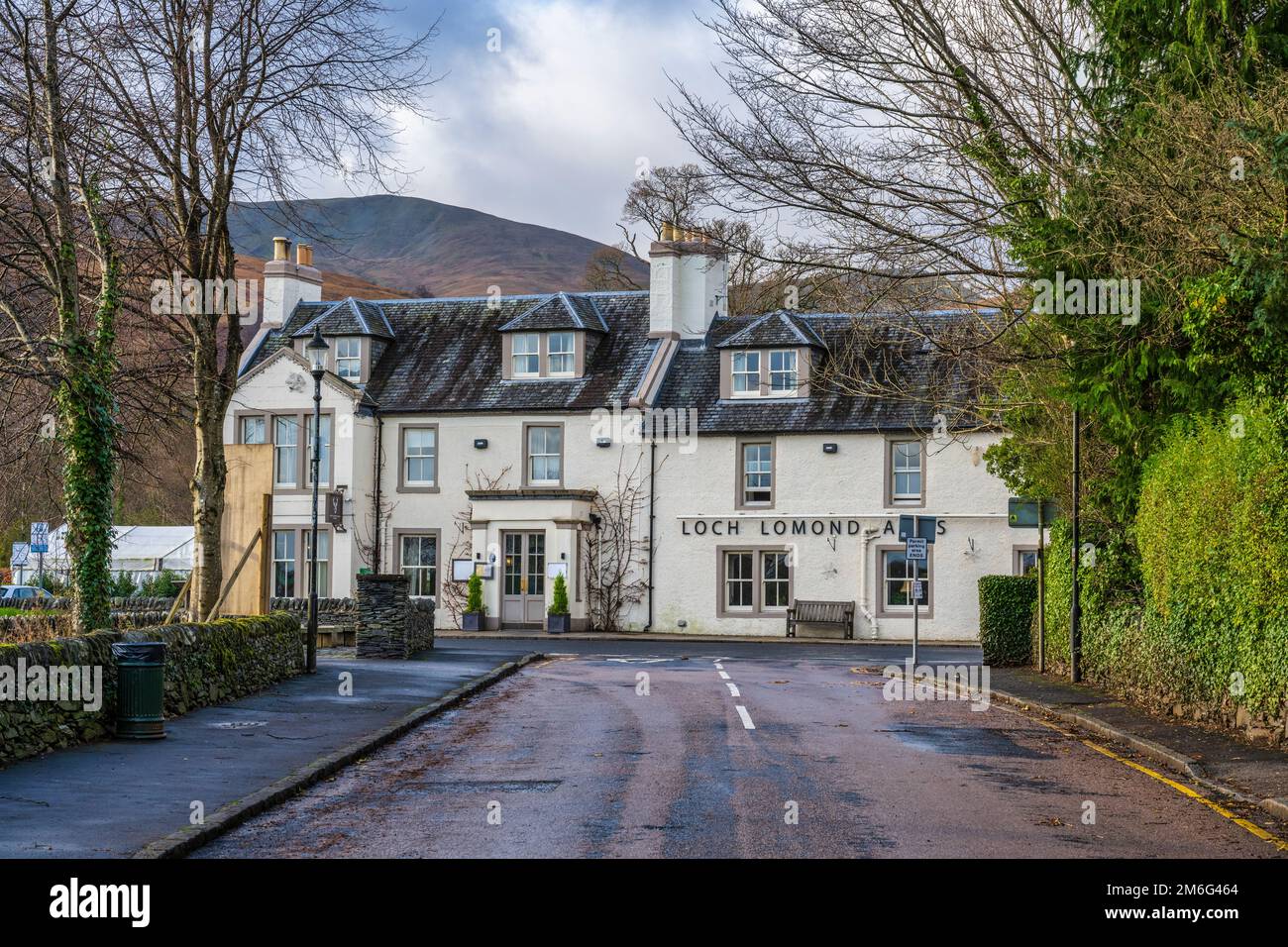 Loch Lomond Arms viewed from Pier Road in Luss on Loch Lomond in