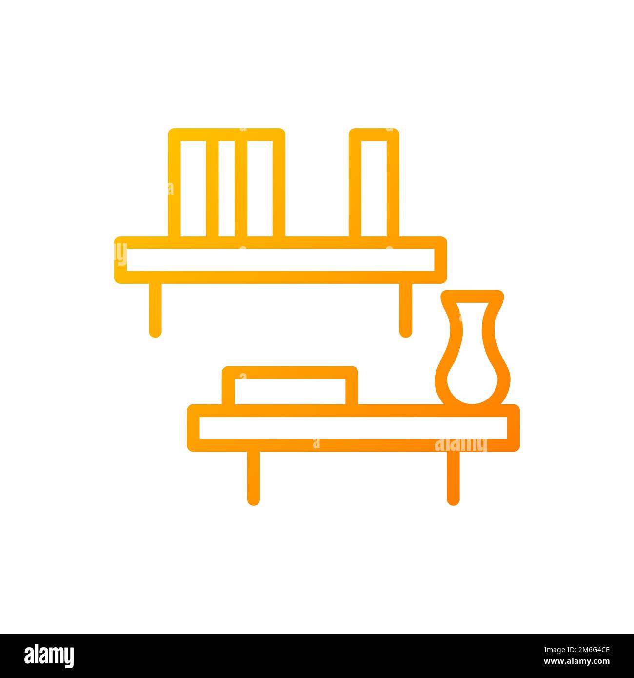 Floating shelf pixel perfect gradient linear vector icon Stock Vector