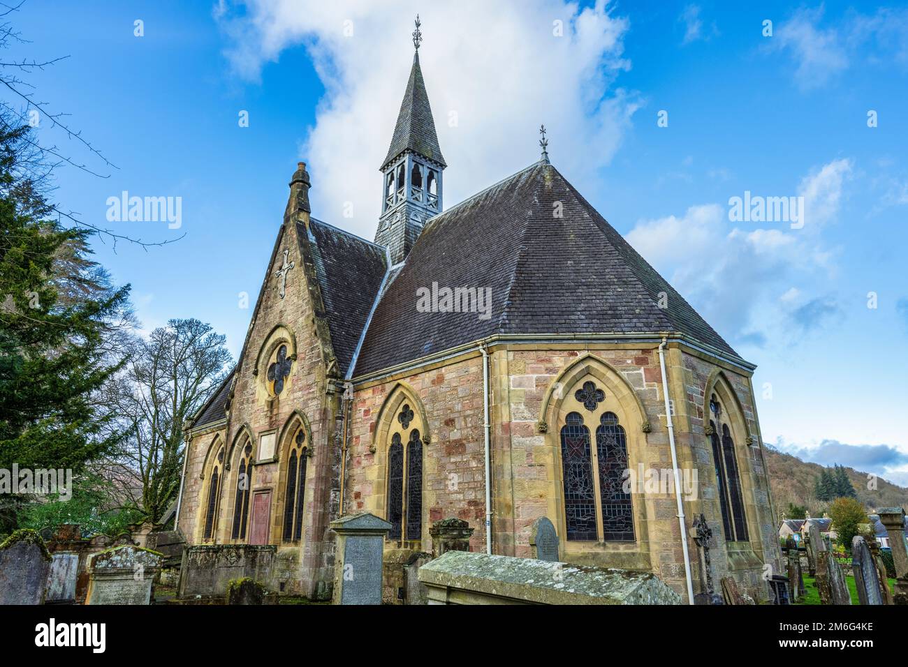Luss Parish Church in the picturesque village of Luss on Loch Lomond in Scotland, UK Stock Photo