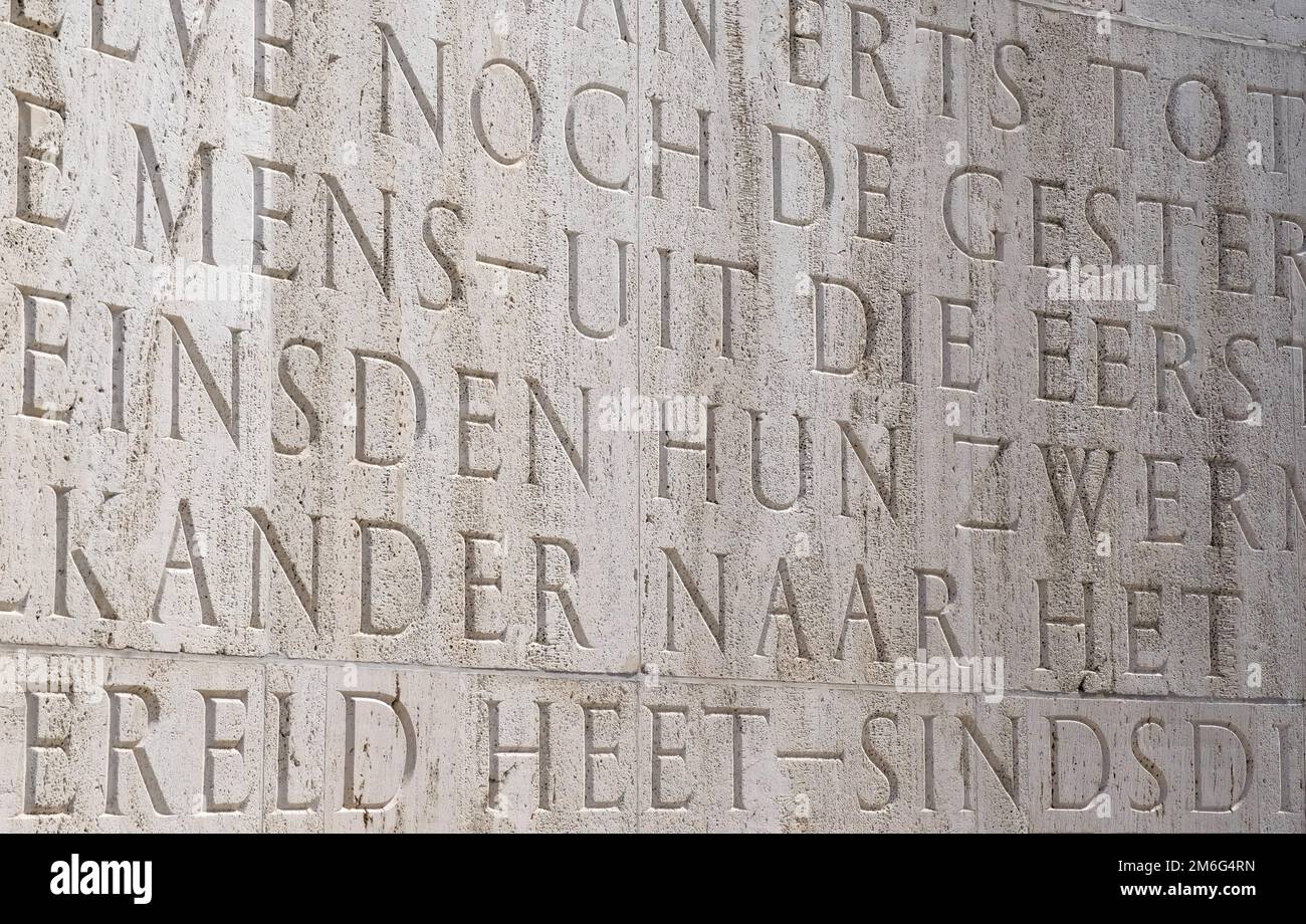 Inscription written in stone amsterdam national monument Stock Photo