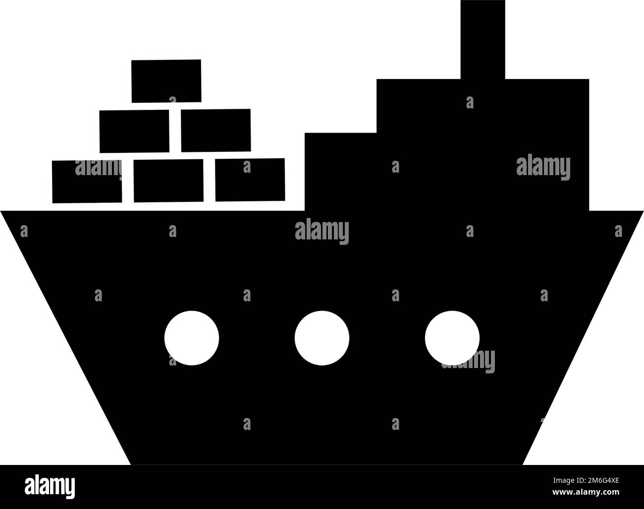 Cargo ship silhouette icon. Cargo transport, shipping. Editable vector. Stock Vector