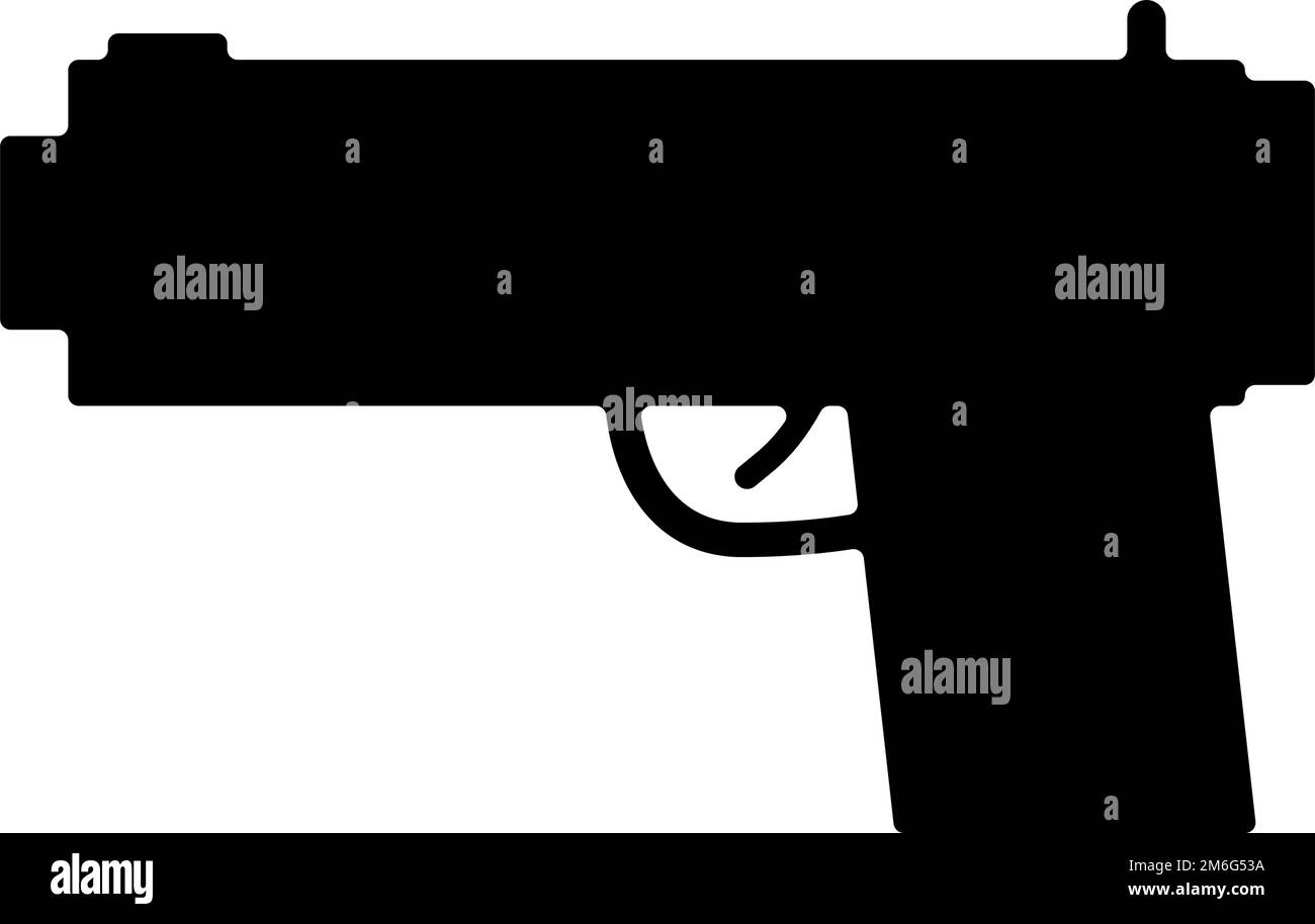 Gun silhouette icon. Shooting. Editable vector. Stock Vector