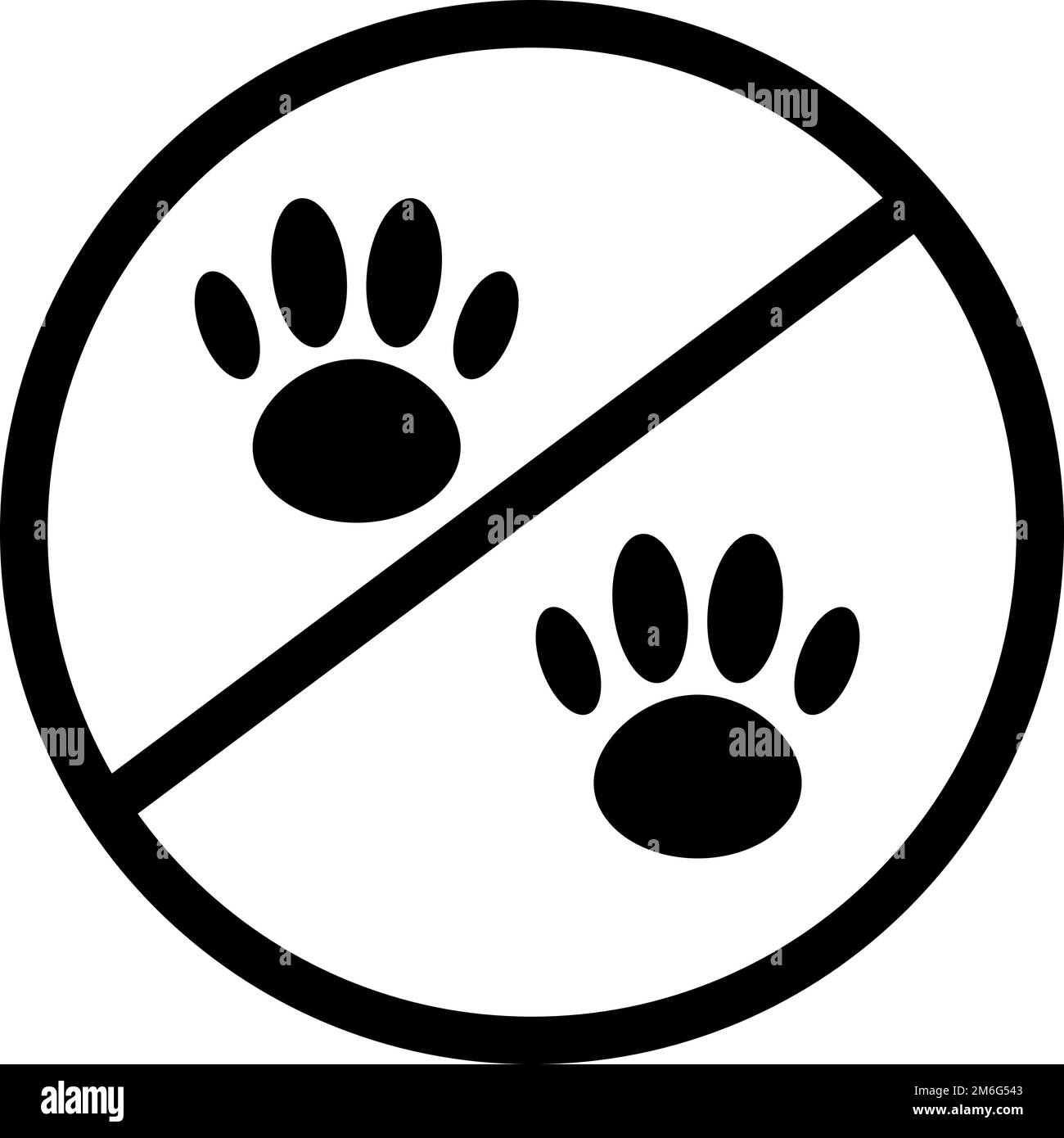 Pet prohibited, pet regulations. Animal paw and stop sign. Editable