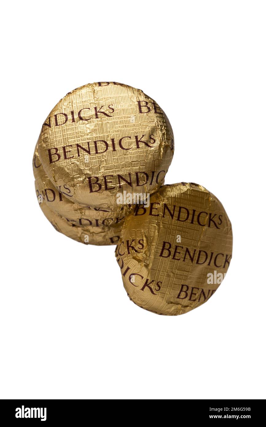 Bendicks Mint Fondants isolated on white background - peppermint creams covered in rich dark chocolate Stock Photo