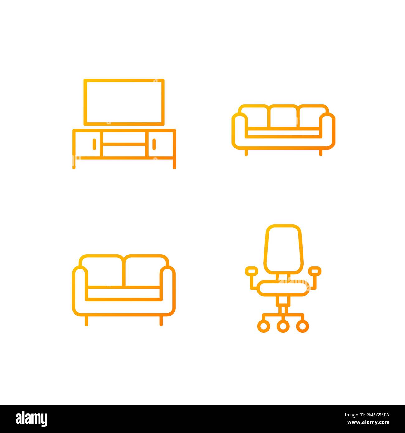 Furniture store pixel perfect gradient linear vector icons set Stock Vector