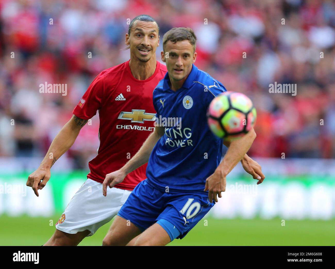 Zlatan Ibrahimovic Of Manchester United And Andy King Of Leicester City ...