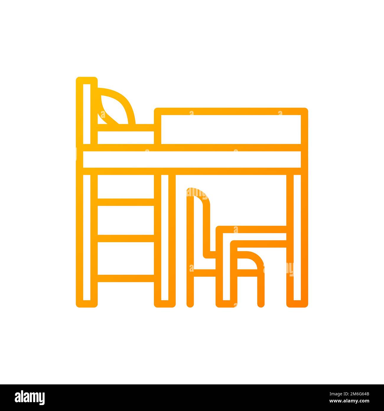 Loft bed pixel perfect gradient linear vector icon Stock Vector