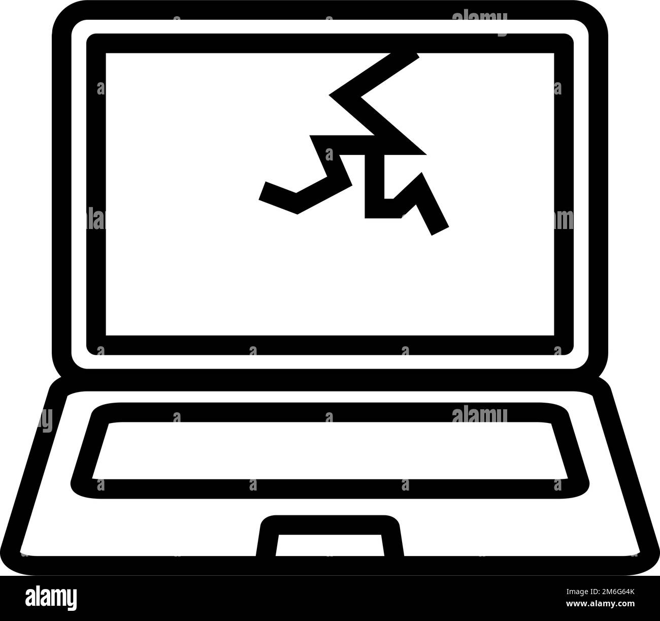 Broken laptop icon. Damaged computer. Editable vector. Stock Vector