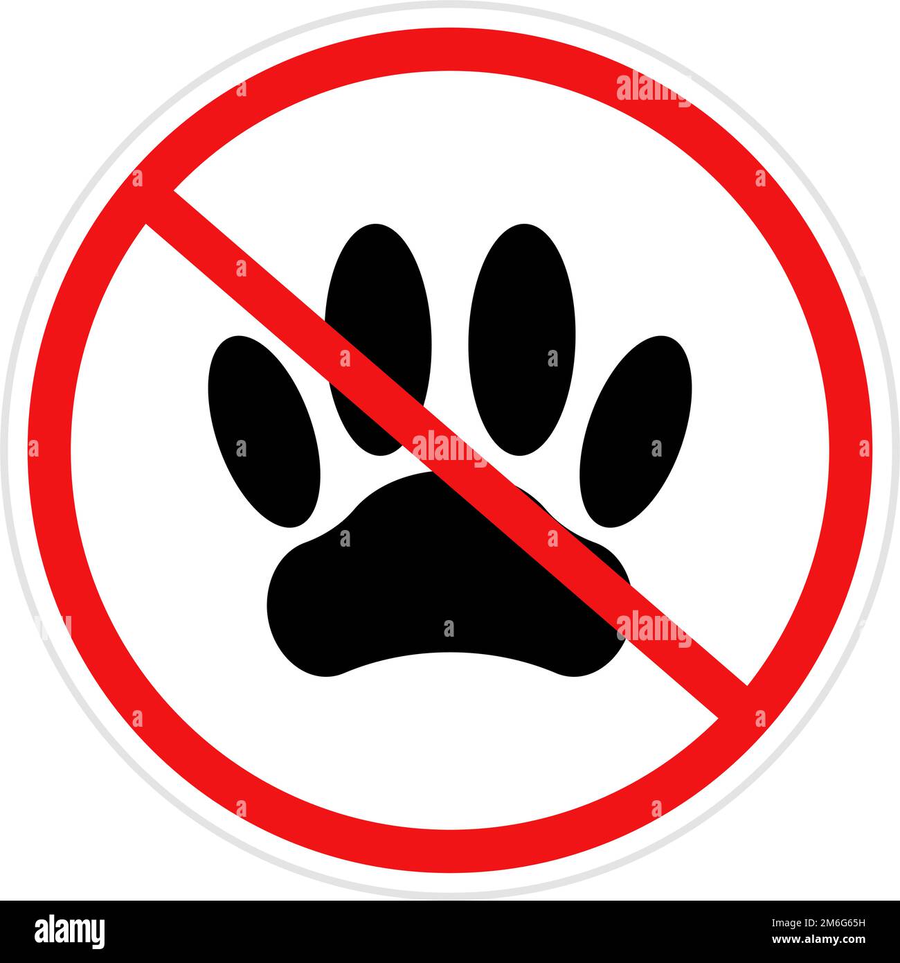 No dog sign. Paw icon. No pet sign. Editable vector. Stock Vector