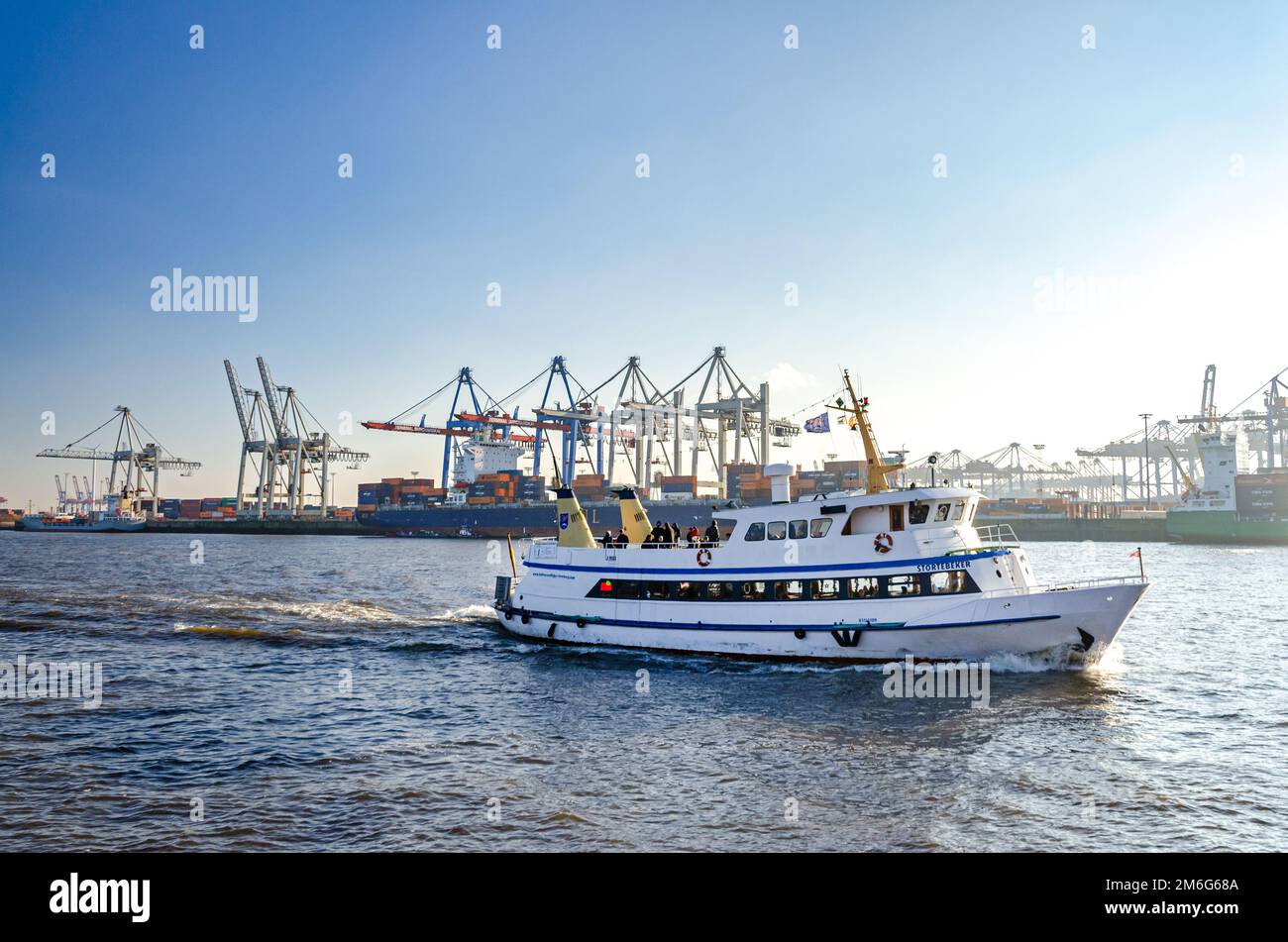 Harbor ferry on the Elbe River in Hamburg, Germany (editorial) Stock Photo