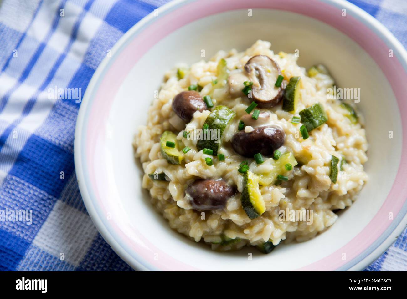 Risotto with mushrooms and vegetables. Risotto is a northern Italian