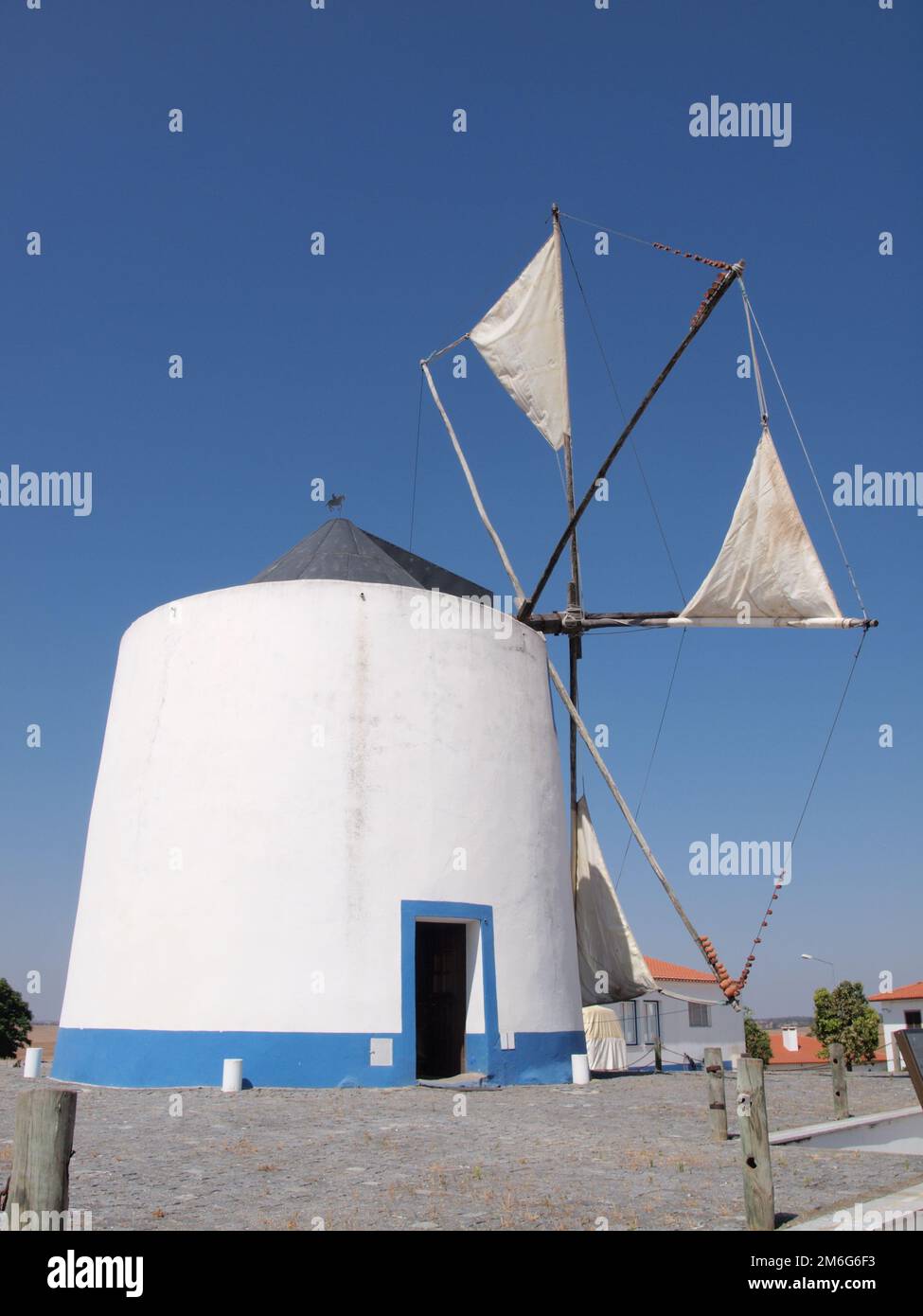 Traditional windmill in the Alentejo - Portugal Stock Photo