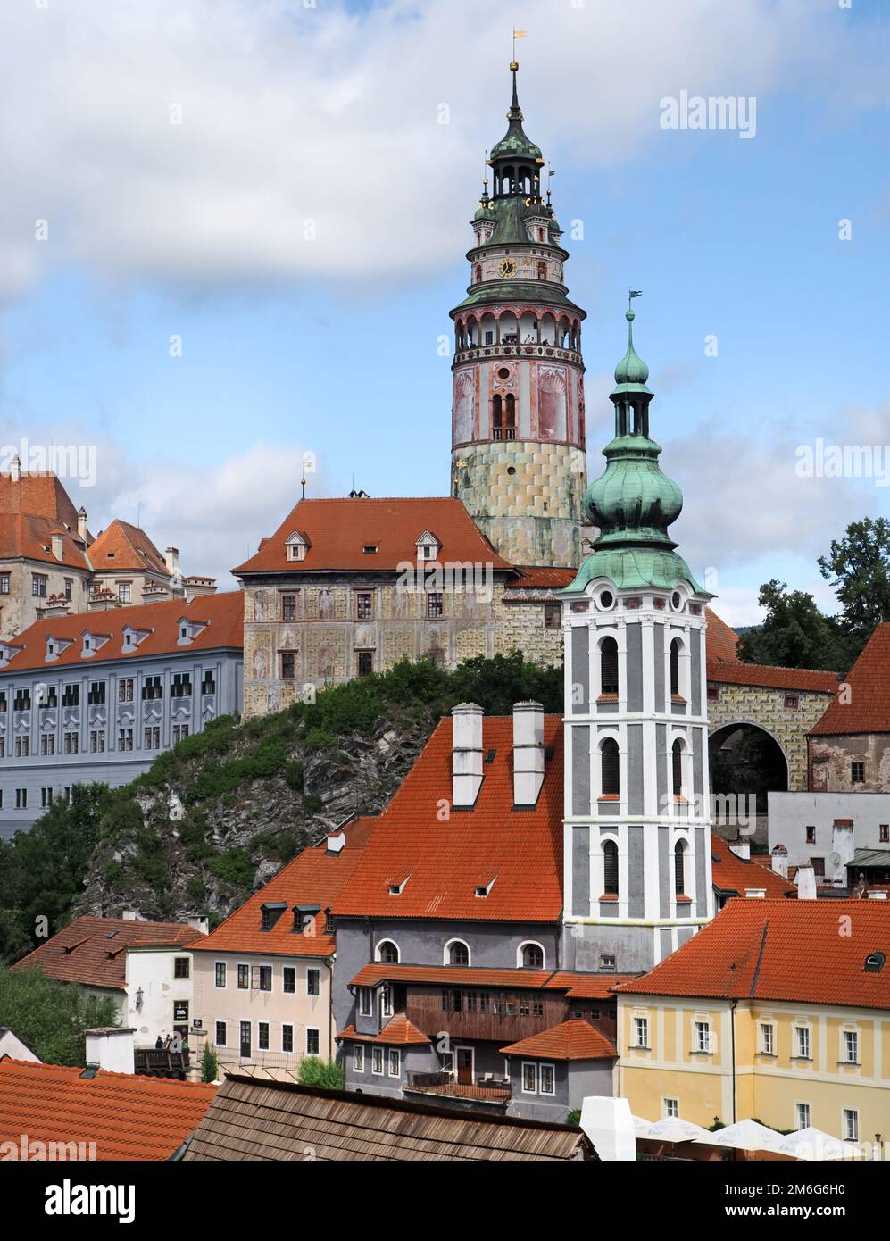 View of ÃˆeskÃ½ Krumlov (Czech Krumlov, a historic town located in southern Bohemia on theVltava rivert Stock Photo