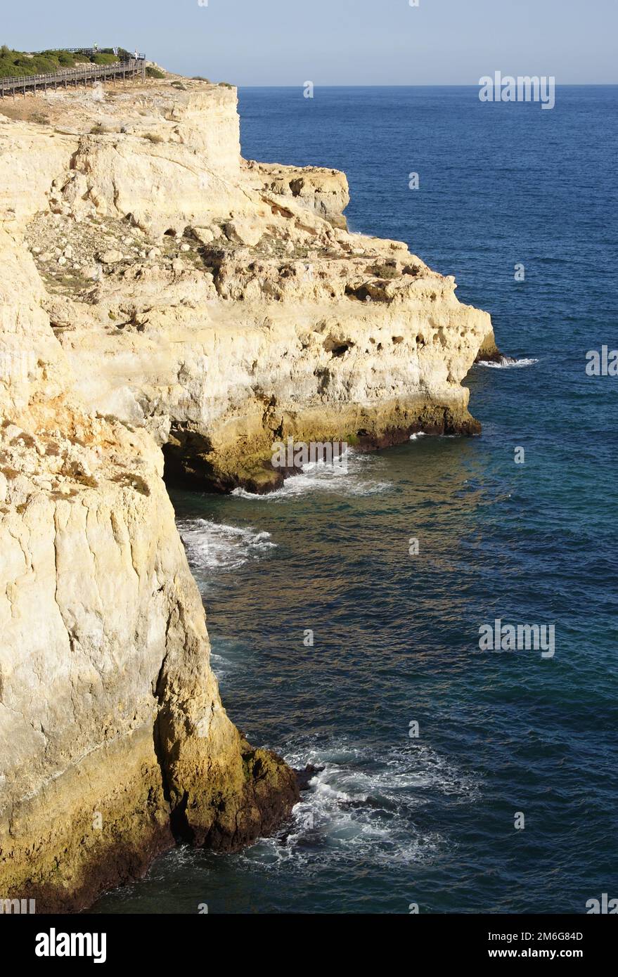 Rugged cliffs near Lagoa, Algarve - Portugal Stock Photo