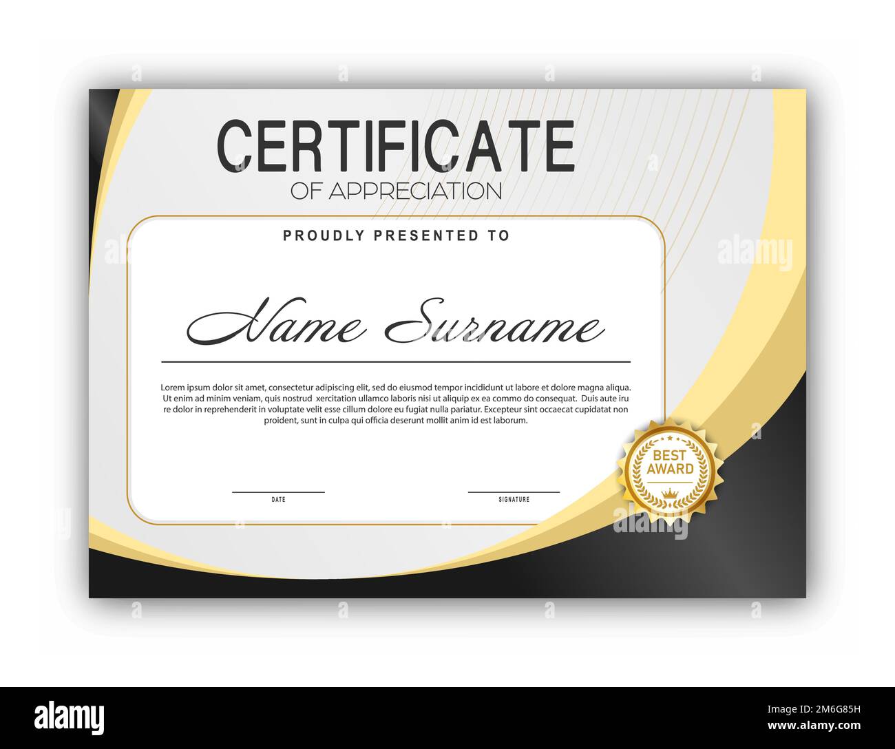 Certificate. The template of the form with the award badge. Modern design to confirm training, education and professional development Stock Vector