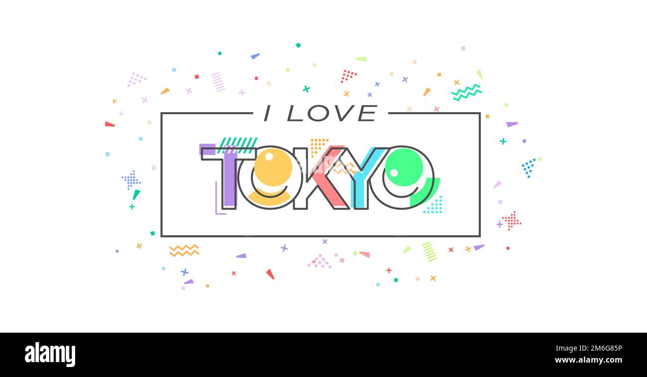 I love Tokyo. Vector lettering for postcards, posters, posters and banners. Flat design Stock Vector