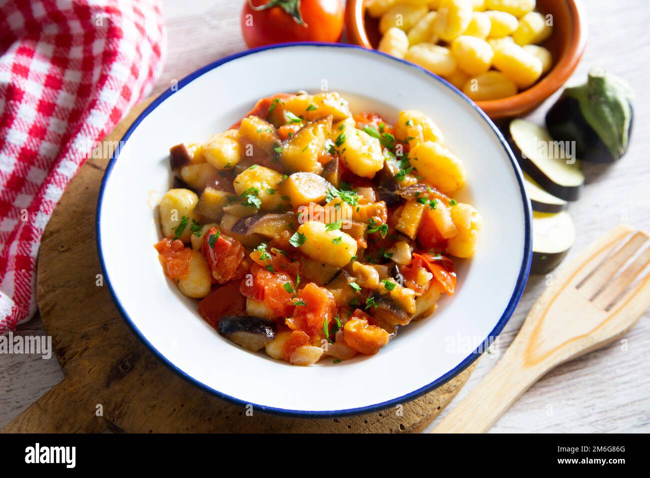 Sautéed gnocchi with grilled vegetables. Typical Italian recipe Stock Photo Alamy