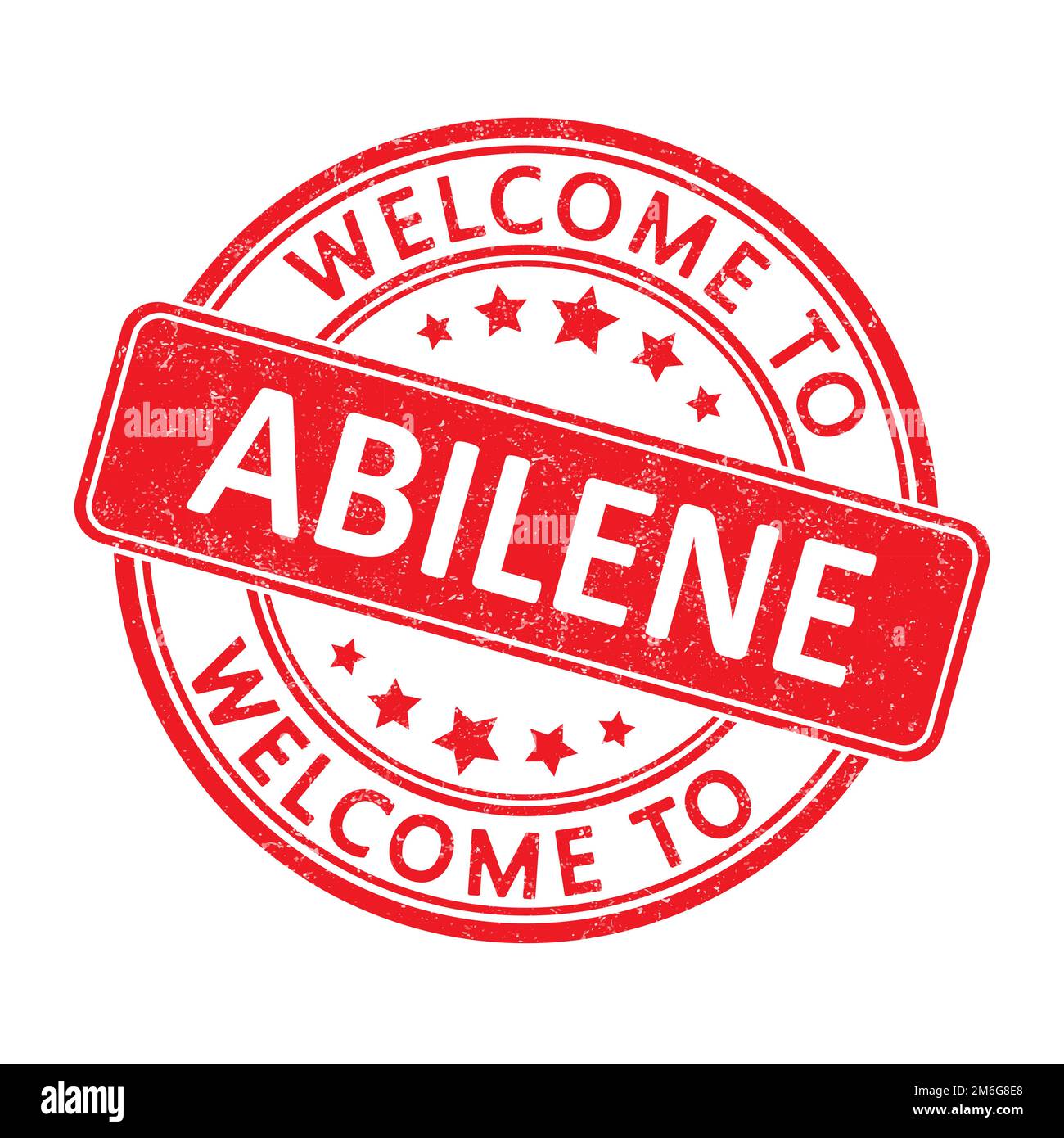 Welcome to ABILENE. Impression of a round stamp with a scuff. Flat style Stock Vector