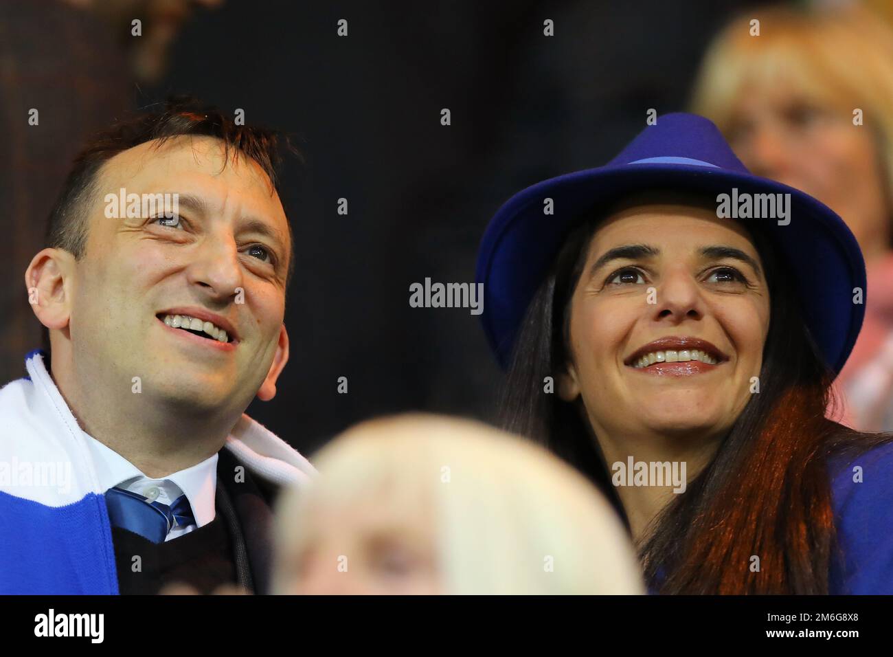 Chairman of Brighton & Hove Albion, Tony Bloom and wife Linda look on - Norwich City v Brighton & Hove Albion, Sky Bet Championship, Carrow Road, Norwich - 21st April 2017. Stock Photo