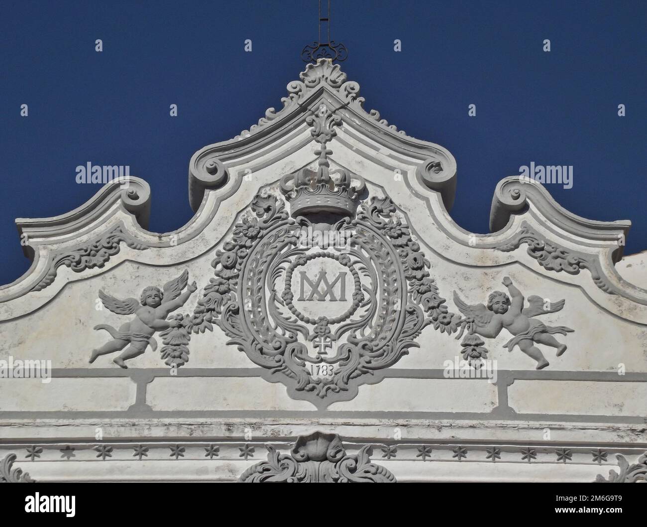 Detail - church facade in Olhao, Algarve - Portugal Stock Photo