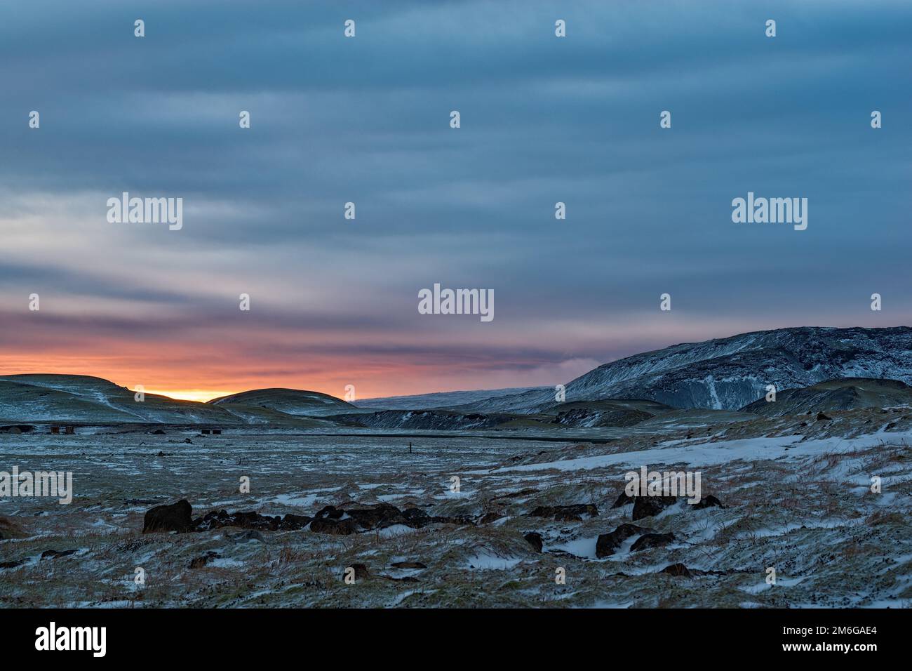 Sunset near Hveragerdi, Iceland Stock Photo