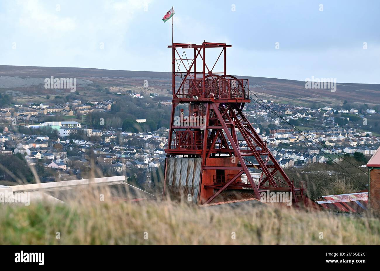 Big Pit Blaenavon in Torfaen, Wales, UK Big Pit National Coal Museum (Welsh: Pwll Mawr Amgueddfa Lofaol Cymru) is an industrial heritage museum in Bla Stock Photo