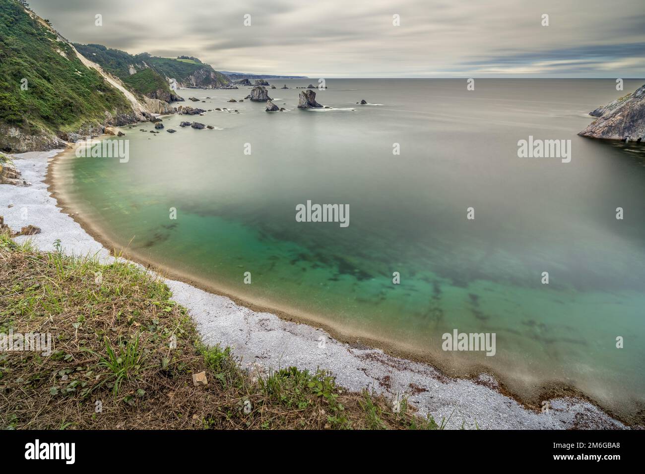 Playa del Silencio in Asturias, Spain. Long Exposure. Stock Photo