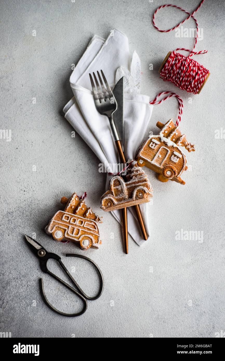 Christmas dinner table Stock Photo