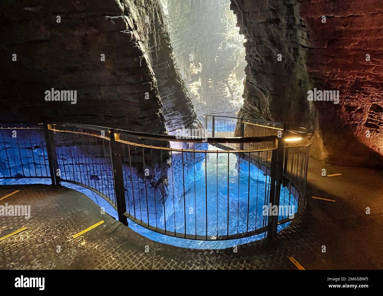 Colorfull waterfall in a cave cascate del varone at riva del garda Stock  Photo - Alamy