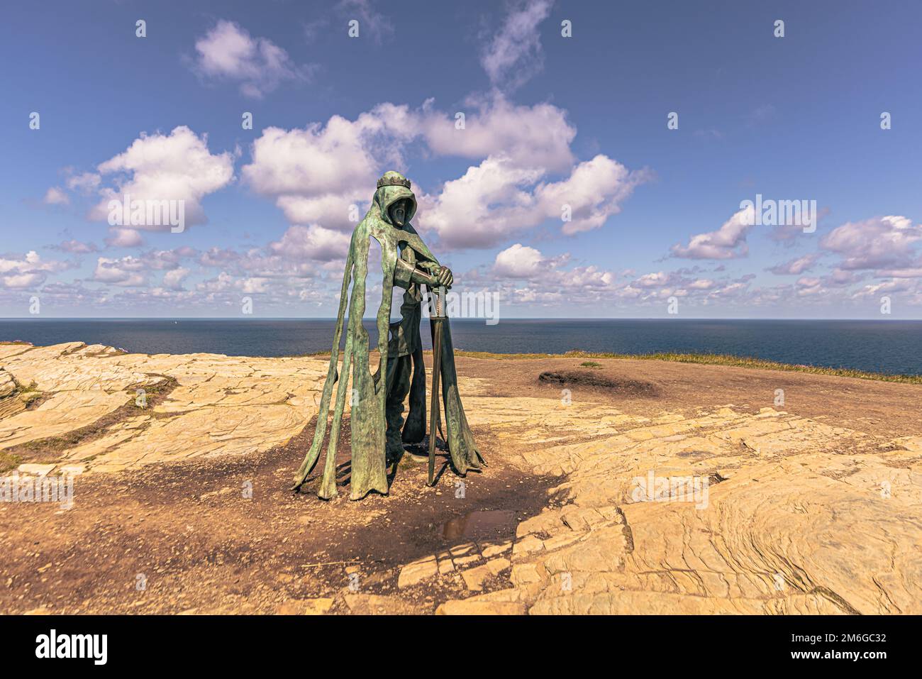 Tintagel May 30 2022 Statue of the legendary King Arthur in the
