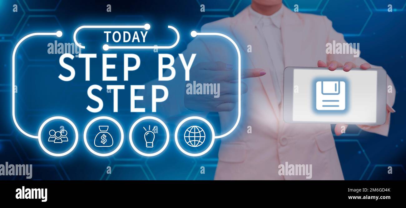 Conceptual caption Step By Step. Internet Concept Slow progress Road to ...