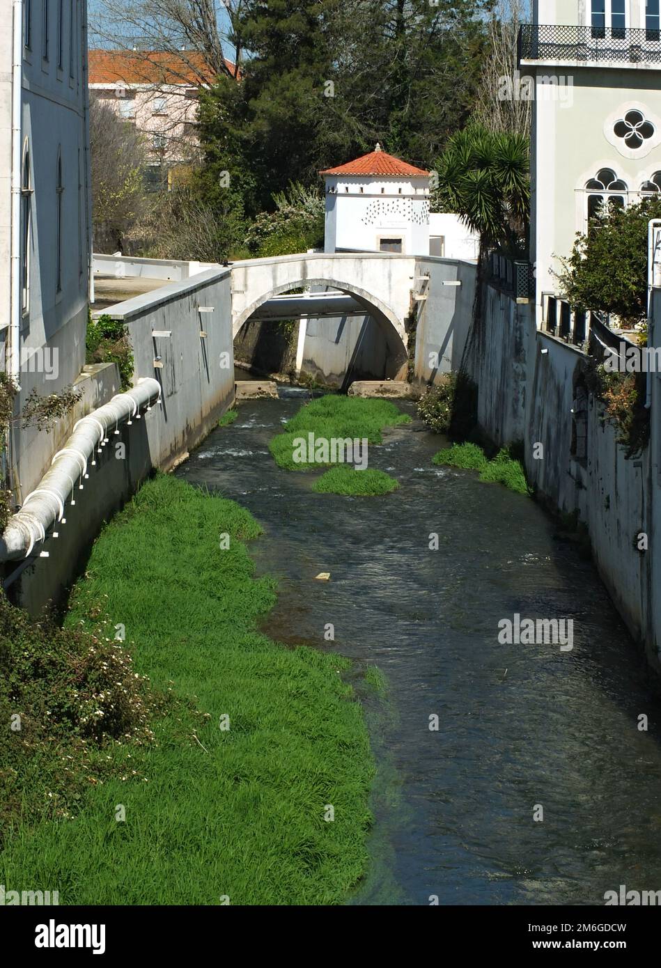 Historical bridge over the Alcobaca river, Centro - Portugal Stock Photo