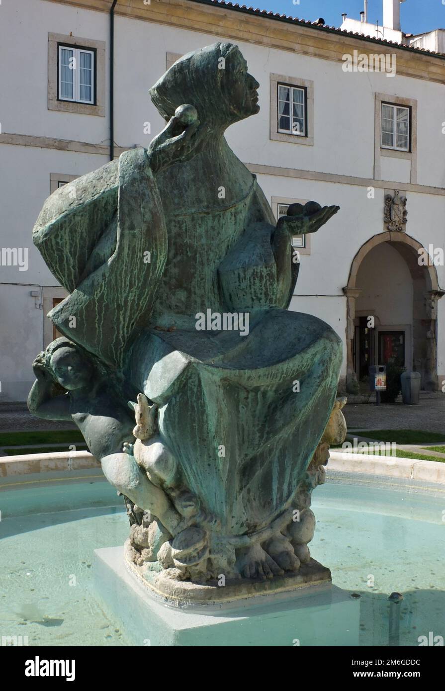 Fountain with bronze statue in Alcobaca, Centro - Portugal Stock Photo